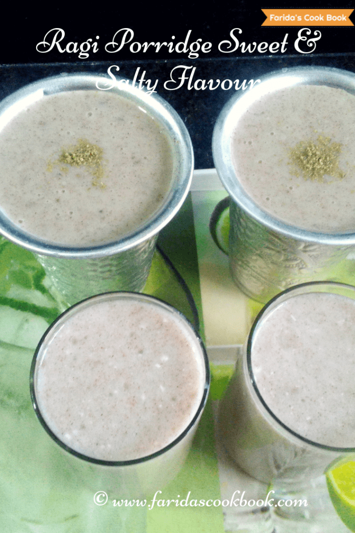 ragi porridge | ragi malt | ragi kanji | finger millet - Faridas Cook Book