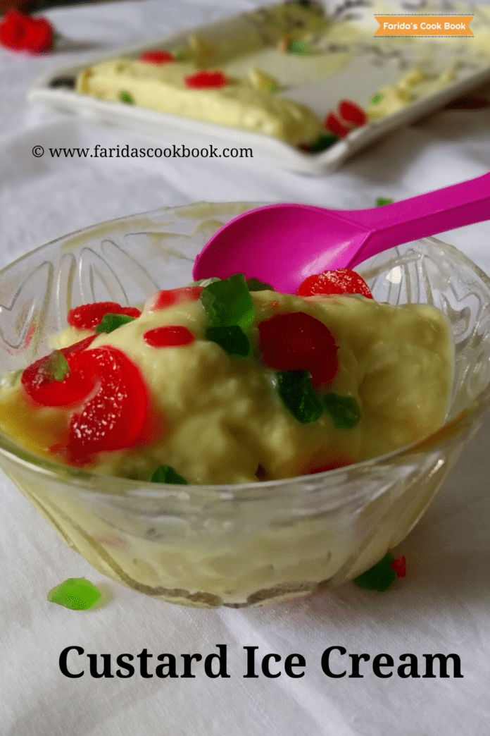 custard ice cream | how to make custard powder ice cream recipe ...