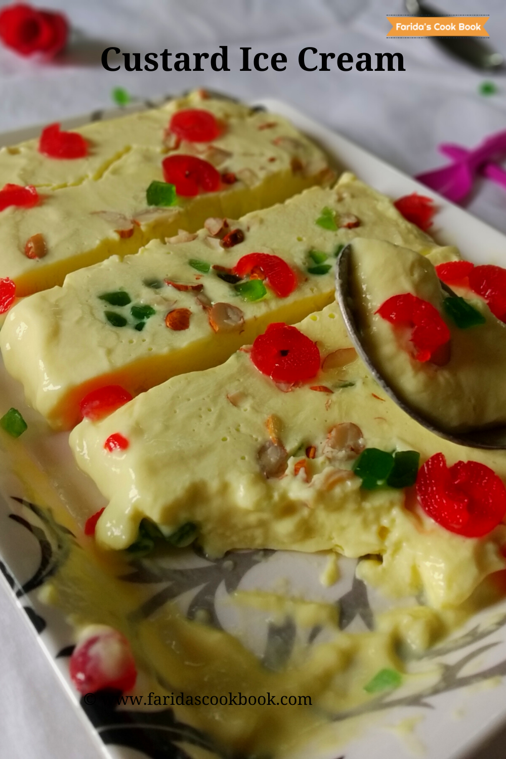 custard ice cream | how to make custard powder ice cream recipe ...