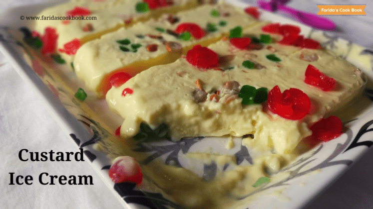 custard ice cream | how to make custard powder ice cream recipe - Faridas Cook Book